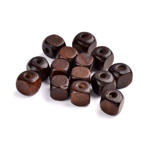 Holzperlen, dunkelbraun, Viereck, 10x10 mm, 10 Stk.