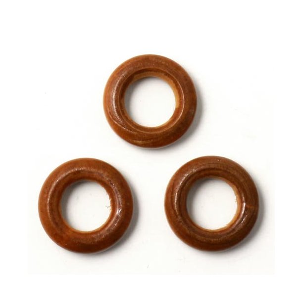 Wooden bead, brown, ring, 19mm, 6pcs.