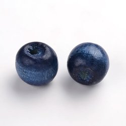 Holzperlen, rund, dunkel blau, 12x10,5 mm, 20 stk.