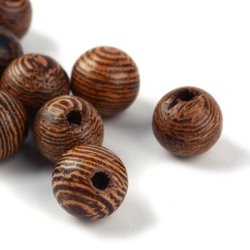 Holzperlen, ganzer Strang, Kaffee-latte-braun, marmoriert, 8 mm, ca. 50 Stk.