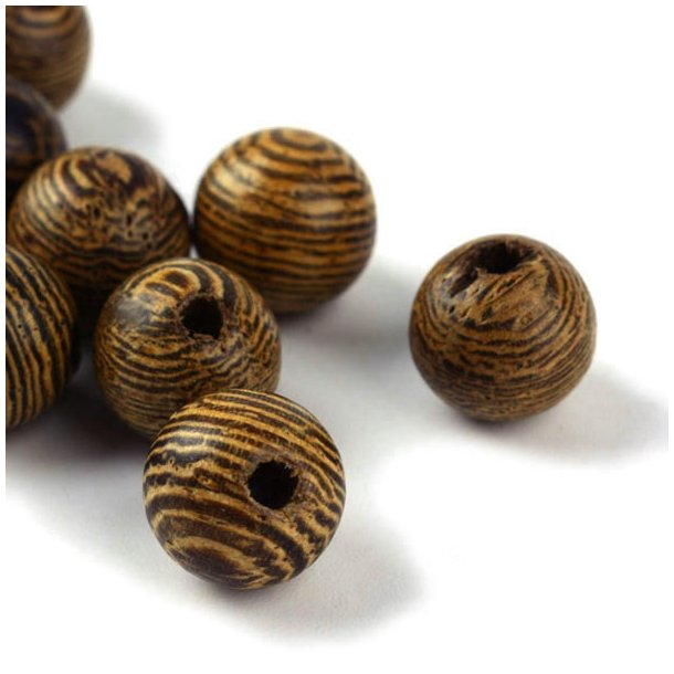 Wooden bead, coffee latte brown marbled, 8mm, 10pcs.