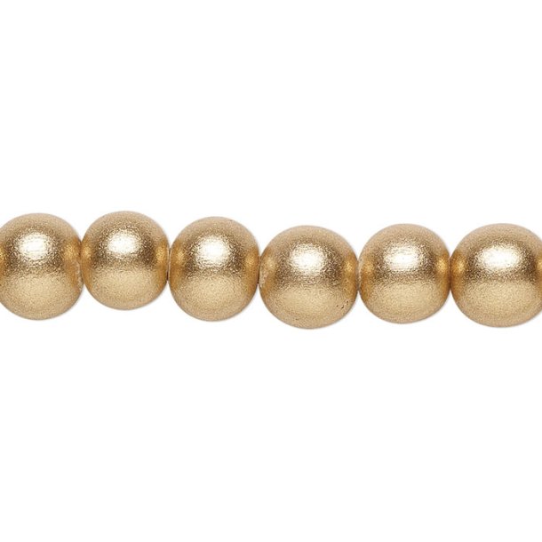 Wooden bead, full strand, golden, ca. 8 mm, round, Hole size 1,5mm, approx. 46pcs
