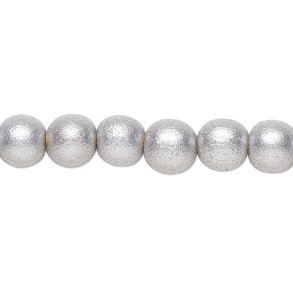 Holzperlen, silber, ca. 8 mm, rund, Lochdurchmesser 1,5 mm, 10 Stk