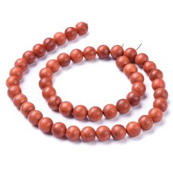 Wooden bead, full strand, dyed, round, orange-brown, 6mm, 62pcs.