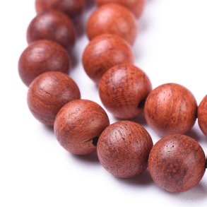 Naturlige tr�perler, rund, orange-r�d, 8 mm, 10 stk.
