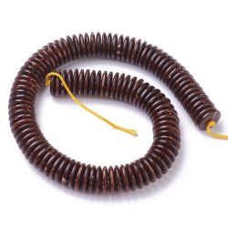 Knpfefrmige Perle aus polierter Kokosnuss, ganzer Strang, 15x3 mm, ca. 110 Stk