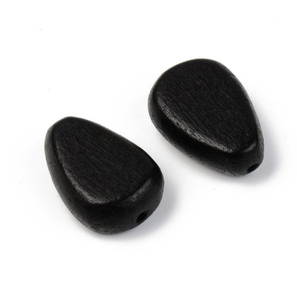Wooden bead, flat drop, dark, 18x12,5 mm, 6 pcs.