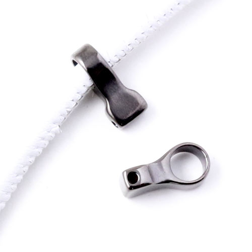 Schnurösen-Set für Uhren, schwarzer Edelstahl, 16x7x8 mm, Lochgröße 6,2mm, 2 Stk.