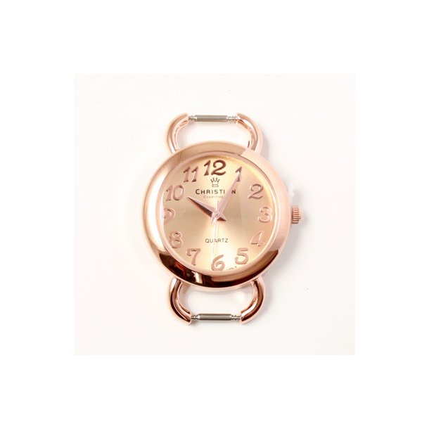 Watch face, rose-gold plated with rosegold dial, 30x40x6mm, 1pc