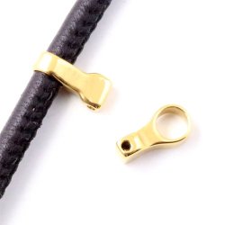 Schnur&ouml;sen-Set f&uuml;r Uhren, vergoldeter Edelstahl, 16x7x8 mm, Lochgr&ouml;&szlig;e 6,2mm, 2 Stk.