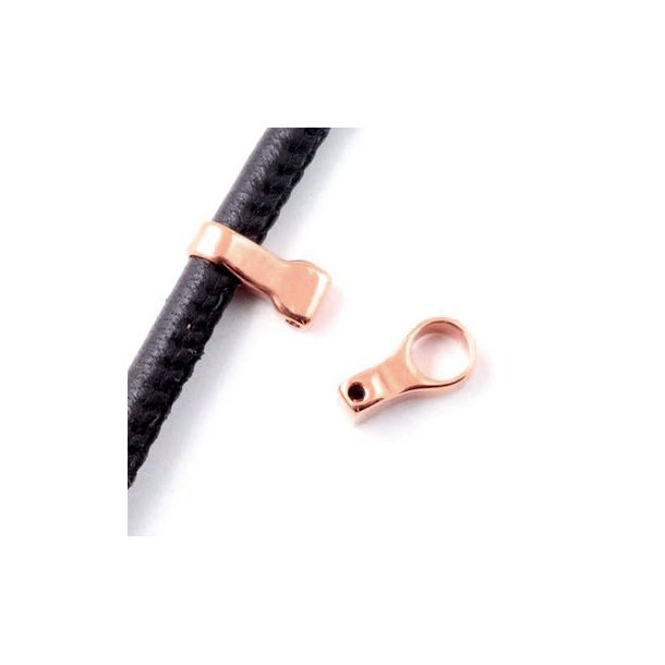 Extender ring set for watches, rose-gold plated steel, 16x7x8 mm, holesize 6.2mm, 2pcs