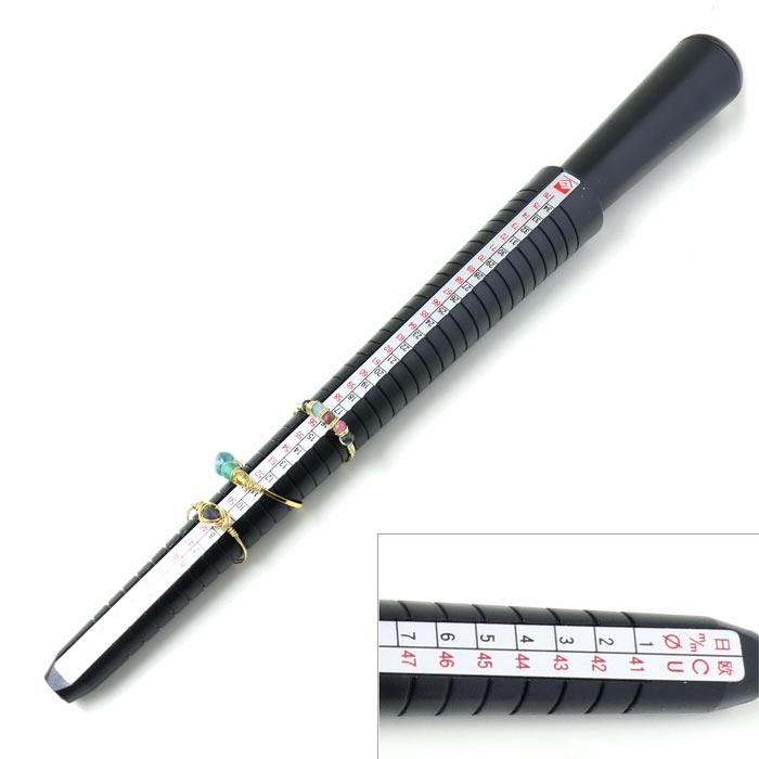 Ringstock aus schwarzem Kunststoff zum Messen von Fingerringen, 26 cm, 1 Stk.