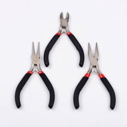Basic 3-piece pliers set for jewelry making, black, chainnose plier