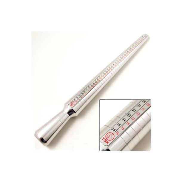 Ring mandrel in aluminum, allows you to accurately size finger rings etc,  25.5 cm, 1pc.
