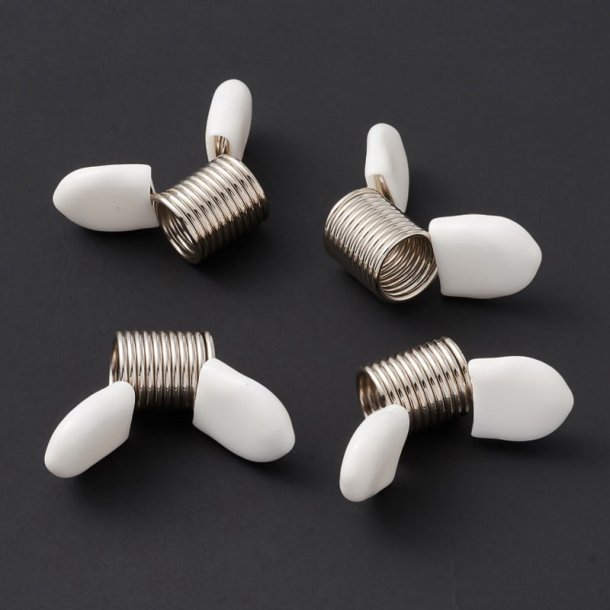 Perlenstopfen, groe Variante, Feder mit weien Kunststoffpads, 12x10,5 mm, 2 Stck