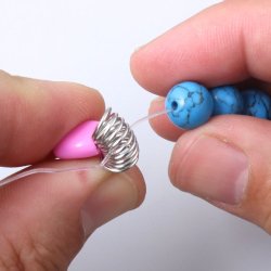 Perlenstopper fr Schnre, Feder mit Kunststoffpads, 7,5 mm, 4 Stck