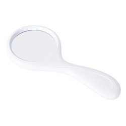 Handheld magnifier, white ABS plastic, glass lens, 5X, 22.8x10.2x2 cm, 1 pc