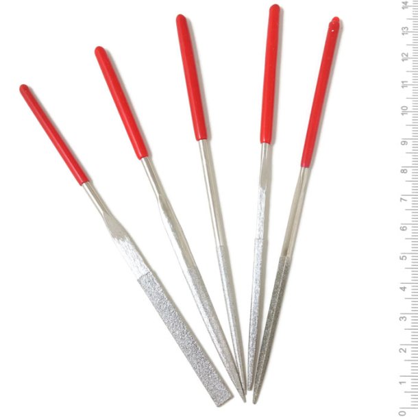 5-piece bead reamer set, diamond dust coated steel, 14cm, 1 set.