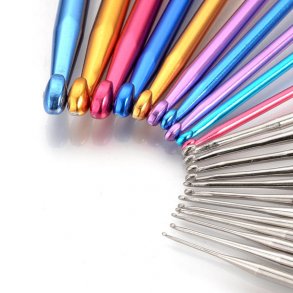 Häkelnadeln aus Aluminium und Eisen, Größe 0,6 bis 6,5 mm, 22 Stk.