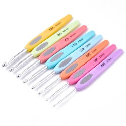 H&auml;kelnadeln aus Aluminium und Kunststoff, Gr&ouml;&szlig;e 2,5 bis 6 mm, 8 Stk.