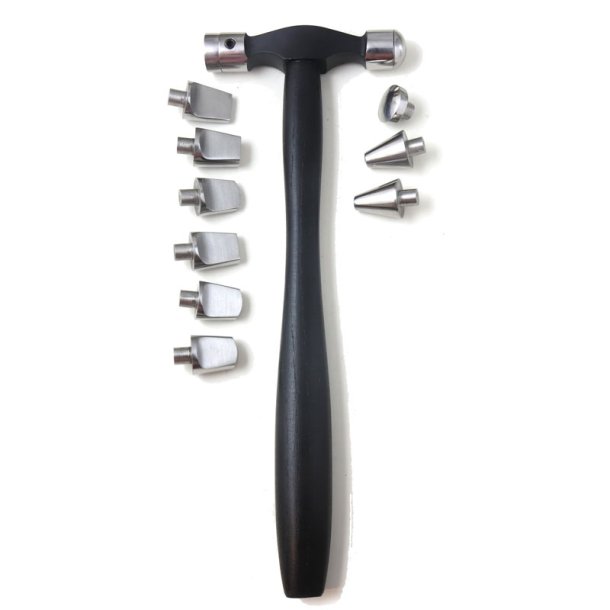 Hammer for silversmithing, double-sided, steel, 11 heads, black, 23x70x14 mm, 1 pc