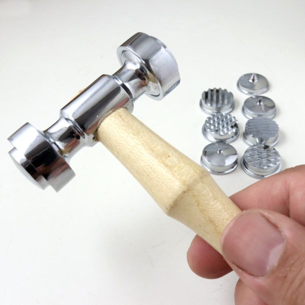 Hammer for silversmithing, double-sided, steel, 9 heads, wood, 250x70x25 mm, 1 pc
