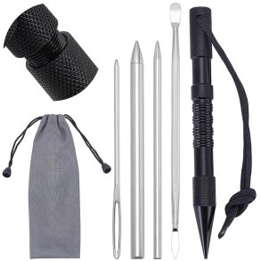 Werkzeugset zum Armbandkn�pfen, platinfarben, 6-teilig, 1 Set