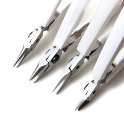 Jewellery pliers, 4 basic pliers for DIY jewelry, high quality, white handle.