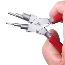 Rundzange mit 6 verschiedenen Stufen, Edelstahl, roter Griff, solide Qualitt, 1 Stck