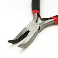 Gebogene Spitzzange, schwarz und rot, Anfngerqualitt, Lnge 12,5 cm, 1 Stk.
