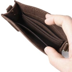 Tascheneinsatz, Filz mit goldenen Messingbeschl&auml;gen, dunkelbraun, 16,5x13x5 cm, 1 St&uuml;ck