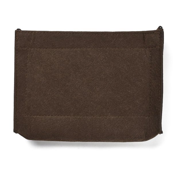 Bag insert, felt with golden brass hardware, dark brown, 22x18x5 cm, 1 piece
