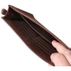 Tascheneinsatz, Filz mit goldenen Messingbeschl&auml;gen, dunkelbraun, 22x18x5 cm, 1 St&uuml;ck