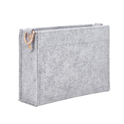 Tascheneinsatz, Filz mit goldenen Messingbeschl&auml;gen, hellgrau, 16,5x13x5 cm, 1 Stck