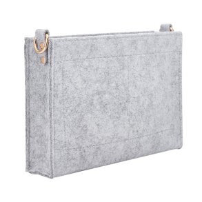 Tascheneinsatz, Filz mit goldenen Messingbeschlägen, hellgrau, 22x18x5 cm, 1 Stck
