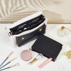 Tascheneinsatz, Filz mit goldenen Messingbeschl&auml;gen, schwarz, 16,5x13x5 cm, 1 Stck