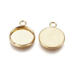 Rahmen/Fassung mit 1 &Ouml;se, rund, vergoldeter Stahl, Innendurchmesser 12 mm, 4 St&uuml;ck