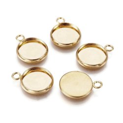 Rahmen/Fassung mit 1 &Ouml;se, rund, vergoldeter Stahl, Innendurchmesser 12 mm, 4 St&uuml;ck
