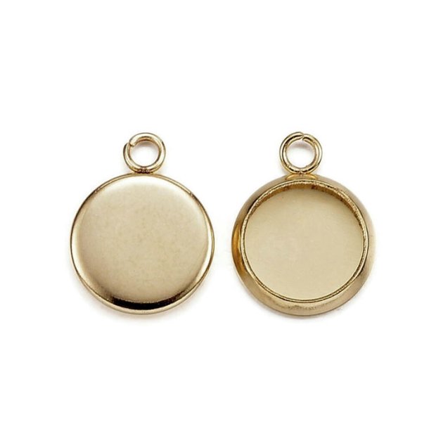 Frame/Setting with 1 eye, round, goldplated steel, inner diameter 8 mm, 4 pcs