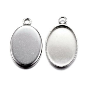 Rahmen/Fassung mit 1 Öse, oval, Stahl, Innendurchmesser 10x14 mm, 4 Stück