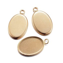 Rahmen/ mit 1 &Ouml;se, oval, Stahl vergoldet, Innendurchmesser 10x14 mm, 4 St&uuml;ck