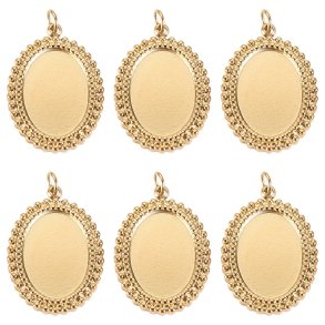Cabochon-Fassungen mit Ring, oval, 14K vergoldeter 304 Edelstahl, 14x10 mm, 6 St�ck