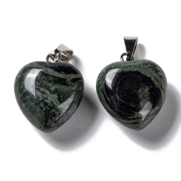 Kambaba Jasper, heart pendant with bail, 18x15 mm