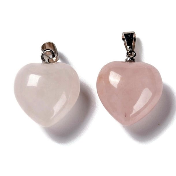 Rose quartz, heart pendant with bail, 18x15 mm