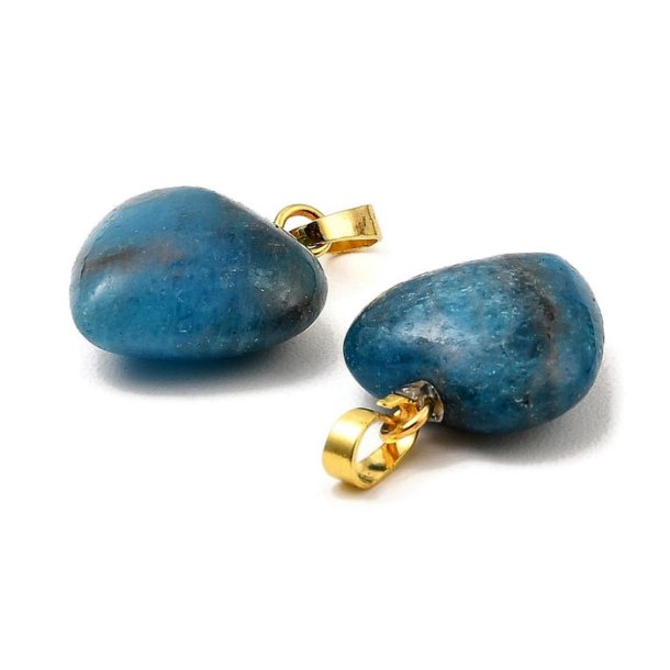 Apatite, heart pendant with bail, goldplated brass, 18x15 mm
