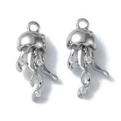 Qualle-Anh&auml;nger, platiniert Messing, 17x9x5 mm, Loch 1,2 mm, 2 Stck