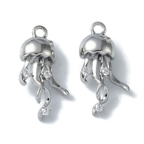 Jellyfish pendant, platinised brass, 17x9x5 mm, hole 1.2 mm, 2 pcs.