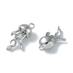 Qualle-Anh&auml;nger, platiniert Messing, 17x9x5 mm, Loch 1,2 mm, 2 Stck