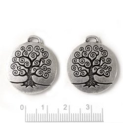 Antiksilber, Lebensbaum, Anh&auml;nger, Metall, 24mm, 1 Stk.