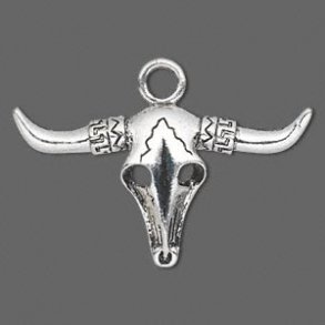 Pendant of sturdy quality, metal bull skull with eye, 49x28mm, 1pc.
